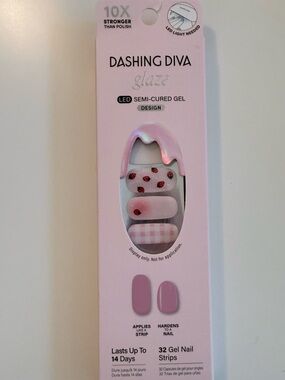 Dashing Diva Pink Gel Nail Strips - Strawberry & Gingham Set